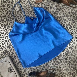 BLUE EXPRESS CAMISOLE TOP WITH STRING STRAPS DROOPY NECK LINE VERY SEXY